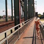 On a railway bidge and the riverside under it