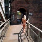 On a railway bidge and the riverside under it