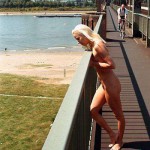 On a railway bidge and the riverside under it