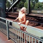 On a railway bidge and the riverside under it