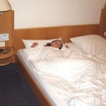 In a hotel and a small disco