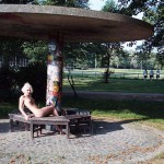 In a public park First in the middle of a meadow