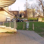 At the riverside on a stairway