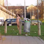 At the riverside on a stairway