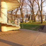 At the riverside on a stairway