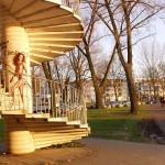 At the riverside on a stairway