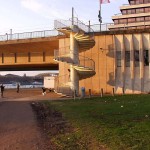 At the riverside on a stairway