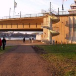 At the riverside on a stairway