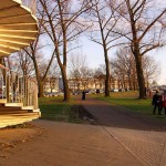 At the riverside on a stairway