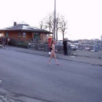 At the riverside on a stairway