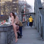 At the riverside on a stairway