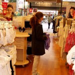 In a clothing store of a mall