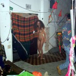 At a public party in a disco