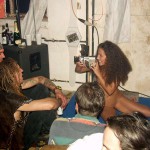 At a public party in a disco