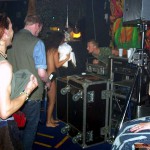 At a public party in a disco