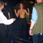 At a public party in a disco