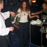 At a public party in a disco