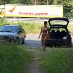 At a lake and a parking