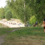 At a lake and a parking