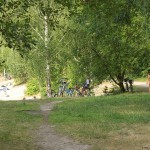 At a lake and a parking