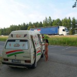 At a lake and a parking