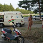 At a lake and a parking