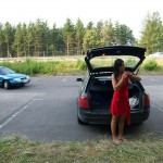 At a lake and a parking