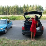 At a lake and a parking