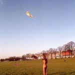 On a green area next to the river bank