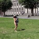 At a highway parking and in a park