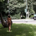 At a highway parking and in a park