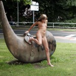 At a highway parking and in a park