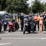 At a highway parking and in a park