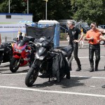 At a highway parking and in a park