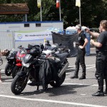 At a highway parking and in a park