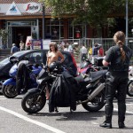 At a highway parking and in a park