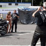 At a highway parking and in a park