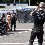 At a highway parking and in a park