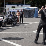 At a highway parking and in a park