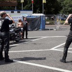 At a highway parking and in a park