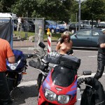 At a highway parking and in a park