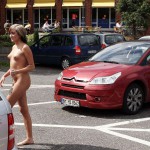 At a highway parking and in a park