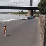 At a highway parking and in a park