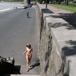 At a highway parking and in a park