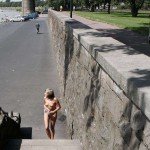 At a highway parking and in a park