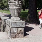 At a highway parking and in a park