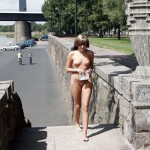 At a highway parking and in a park