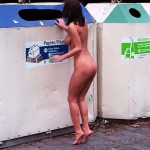 On a parking lot and a commercial area