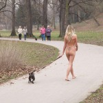 Walking her dog