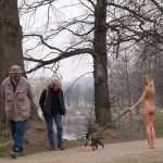 Walking her dog